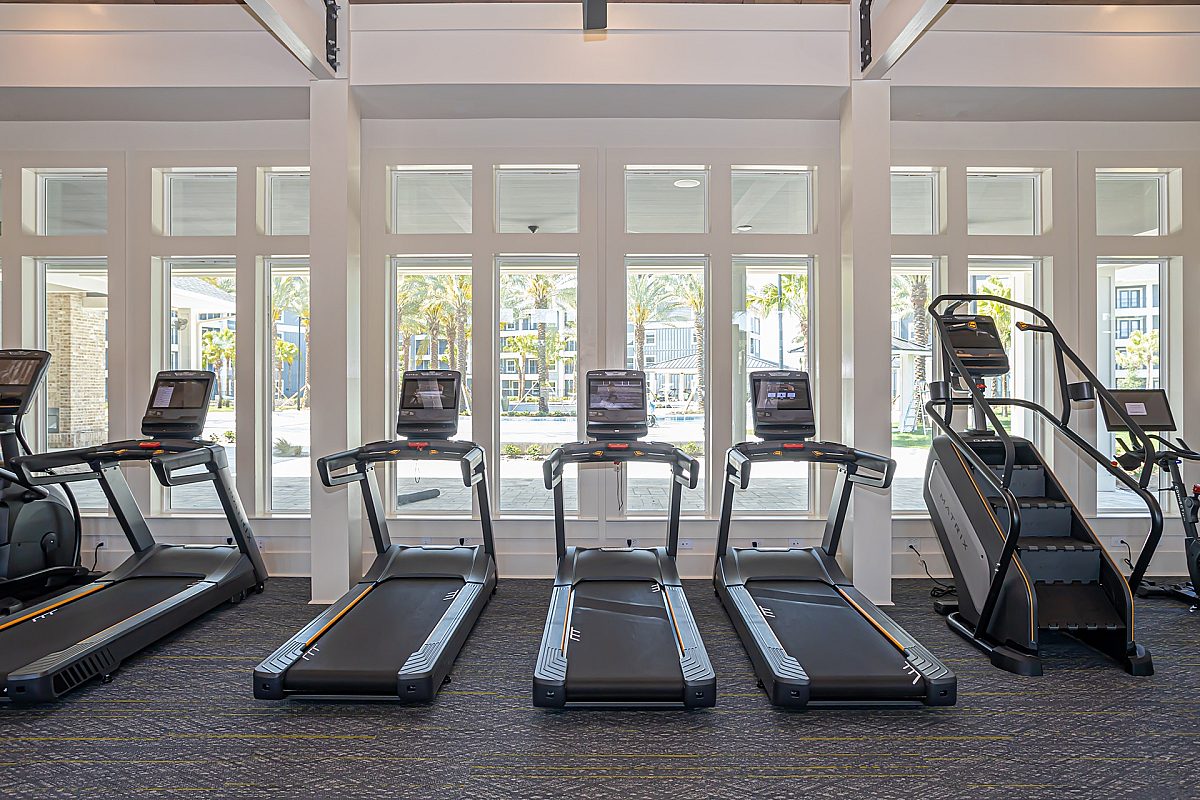 fitness gym with treadmills
